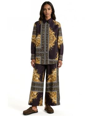 Msn-Collection Abstract Shirt Collar Co-Ord Set - Multicolour