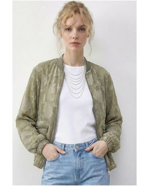 Bianco Lucci Floral Oversized Bomber Jacket - Multicolour