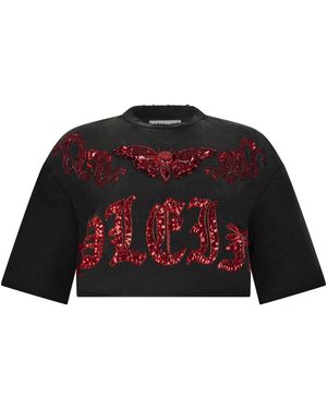 Philipp Plein Cropped T-Shirt Butterfly Tattoo - Rood