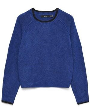 Vero Moda Vmaquarius Ls O-Neck Raglan Pullover Bf Kobalt - Blauw