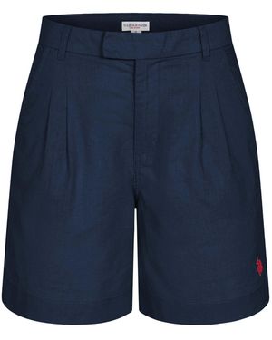 U.S. POLO ASSN. Linnen Shorts Van Linnen-Katoenmix - Blauw