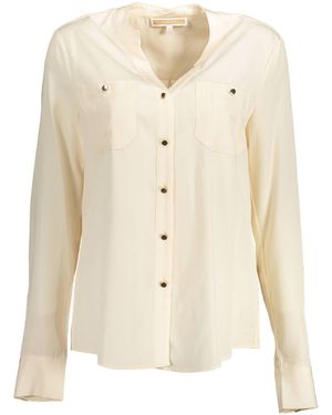 Kocca Zijde Blouse Relaxed Fit V-Hals - Naturel
