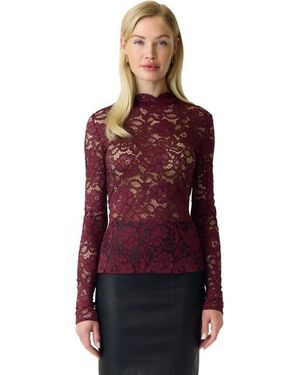 Y.A.S Yas Lacey Ls Lace Top S. Noos Port Royale - Rood