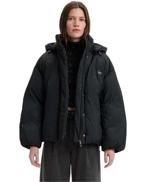 Levi's Oversized Pufferjas Met Capuchon Voor (Kaviaar) - Zwart