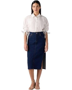 Levi's Midi-Rok Met Zijsplit Voor (Blauwe Steen Wassen)