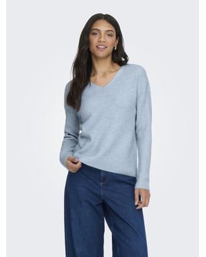 ONLY Onlcamilla V-Neck L/S Pullover Knt - Blauw