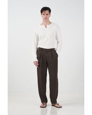 Giesto Mid Waist Pleated Tailored Trousers - White