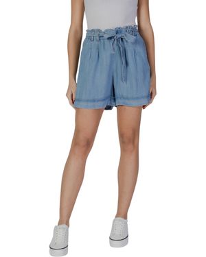 B.Young Denim Paperbag Shorts With Tie Belt - Blue