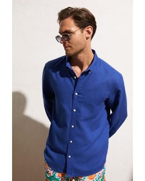 Grimelange Long Sleeve Shirt With Pocket - Blue