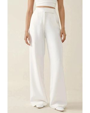 Hiccup Normal Waist Pleated Palazzo Trousers - Natural