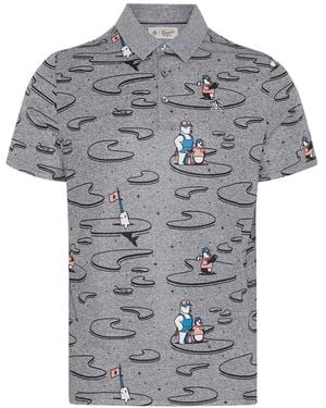 Original Penguin Herenpoloshirt Met Patroon, Normale Pasvorm (Stille Schaduw) - Grijs