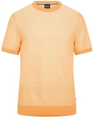 BOSS Tantino Gebreid T-Shirt Voor (Medium) - Naturel