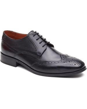 Base London Steeple Brogue Leather Brogues Shoes - Black