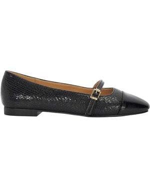 Dune Lo Hibiski Slangenpatroon Flat Mary Janes - Zwart