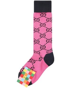 Gucci Lange Sokken Met Monogramlogo - Roze