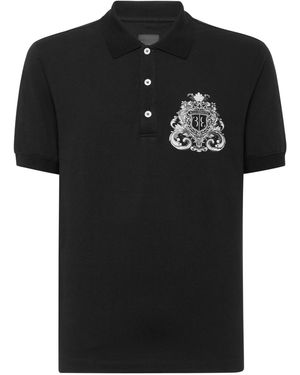 Billionaire Polo Shirt Ss Crest Baroque - Zwart