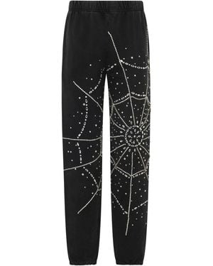 Philipp Plein Washed Joggers Spiderweb Strass - Zwart