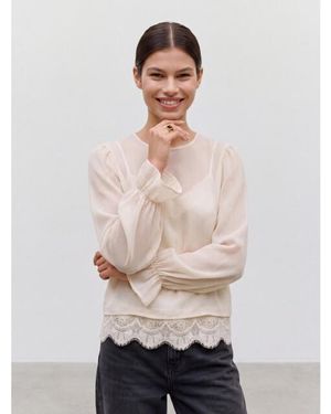Vero Moda Vmlalie Ls Lace Top Wvn 10352679 Birch - Naturel
