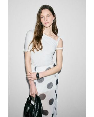 Grimelange Off-Shoulder Regular Solid Blouse - White