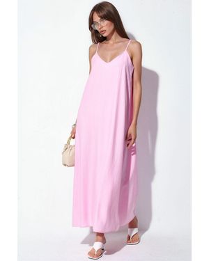 Busem Solid Maxi Slip Dress - Pink
