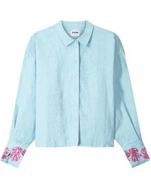 Pom Blouse Lange Mouw Sp9499 - Blauw