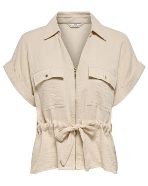 ONLY Jdymille Ss Zip Shirt - Naturel