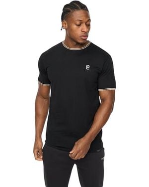 Crosshatch T-Shirt Van Preece Met Contrasterende Strepen - Zwart