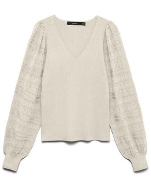Vero Moda Vmnewlimone Ls V-Neck Pullover Boo - Naturel