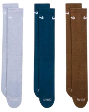 Nike Katoenmix Crew Sokken (Set Van 3) (Ghost/Blauw)