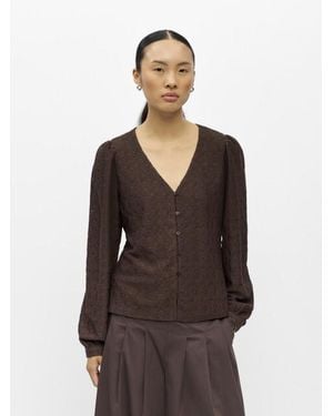 Object Objlaila V-Neck Puff Blouse - Bruin