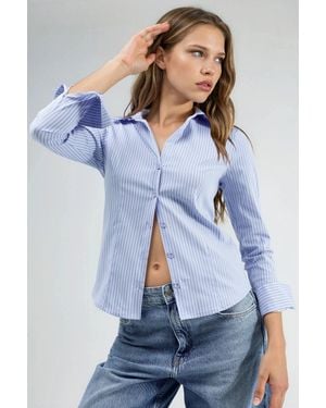 Hiccup Fitted Striped Basic Shirt - Blue