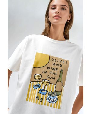 Hiccup Printed Oversized T-Shirt - White