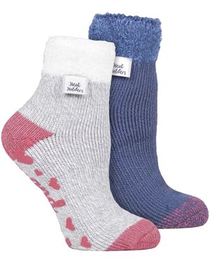 Heat Holders 2-Pack -Bedsokken Zachte, Knusse, Warme En Pluizige Wintersokken Voor Thuis - Blauw