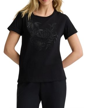 Liu Jo Bloemen Regular T-Shirt - Zwart