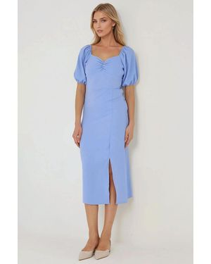 Hiccup Fitted Maxi Dress With Heart Collar - Blue