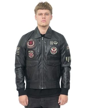 Infinity Leather Air Force Bomber Jacket - Grey