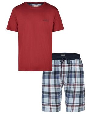 Phil & Co. Berlin Shortama Korte Pyjama Set Rood/Blauw Geruit