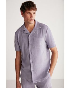 Grimelange Classic Button Front Shirt - Purple