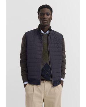 Bugatti Herren Vest: Gewatteerd Vest Van Katoenmix - Blauw