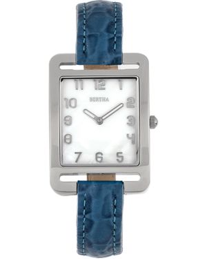 Bertha Marisol Swiss Mop Leather-Band Watch - Blue