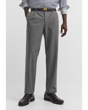 Bugatti Herren Broek Met Plooien Elio Relaxed Fit - Grijs