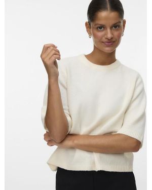 Vero Moda Vmboom 2/4 O-Hals Oversize Pullover - Naturel