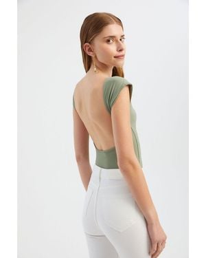 Hiccup Round Neck Bodycon Top With A Back Cut Out - White