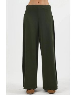 Busem Brede Pijpen Plissé Broek - Groen