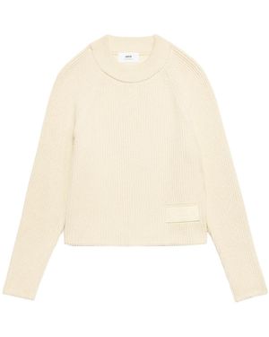 Ami Paris Trui Met Logopatch En Ribbels - Wit