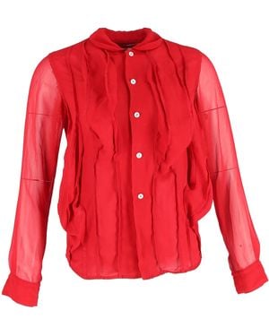 Comme des Garçons Blouse Met Ruches En Knopen - Rood