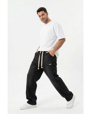 Bigdart Elastic Waist Denim Trousers - White