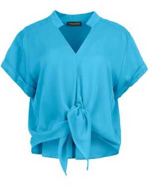 Conquista Cerulean Charm Viscose Blouse Met Striksluiting - Blauw