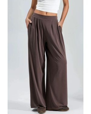 Busem Pleated Wide Leg Trousers With Pockets - Brown