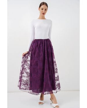 Bigdart Floral High Waist Maxi Skirt - Purple